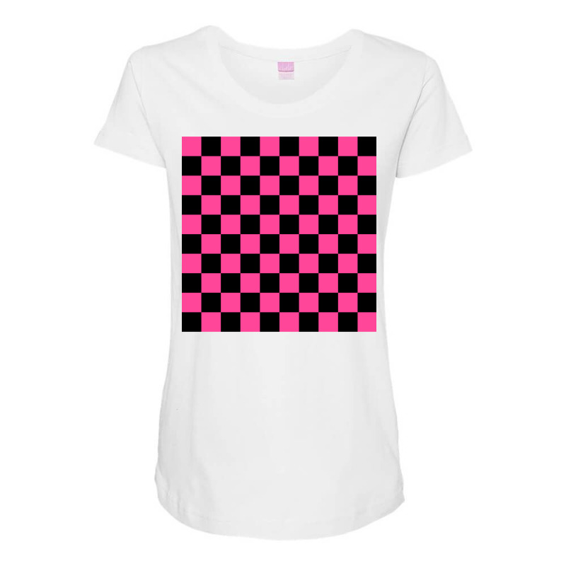 Black And Pink Checkerboard Pattern Maternity Scoop Neck T-shirt by ehrdokesl | Artistshot