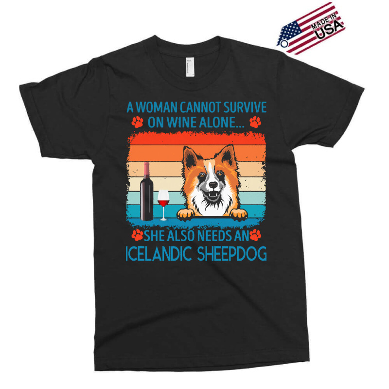 Icelandic Sheepdog T  Shirt A Woman Cannot Survive On Wine Alone She A Exclusive T-shirt by jakayla01556 | Artistshot