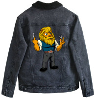 Cartoon Lion Is The Barber Boy Unisex Sherpa-lined Denim Jacket | Artistshot