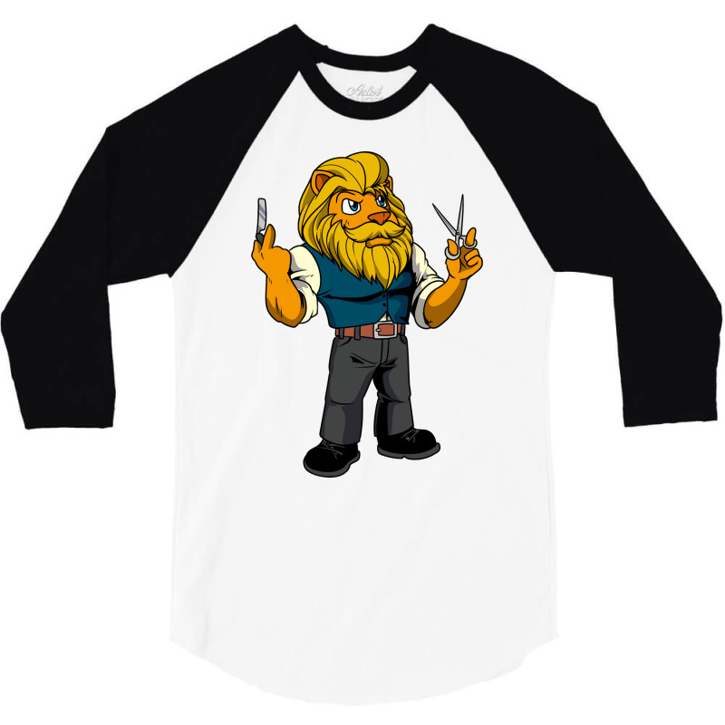 Cartoon Lion Is The Barber Boy 3/4 Sleeve Shirt | Artistshot