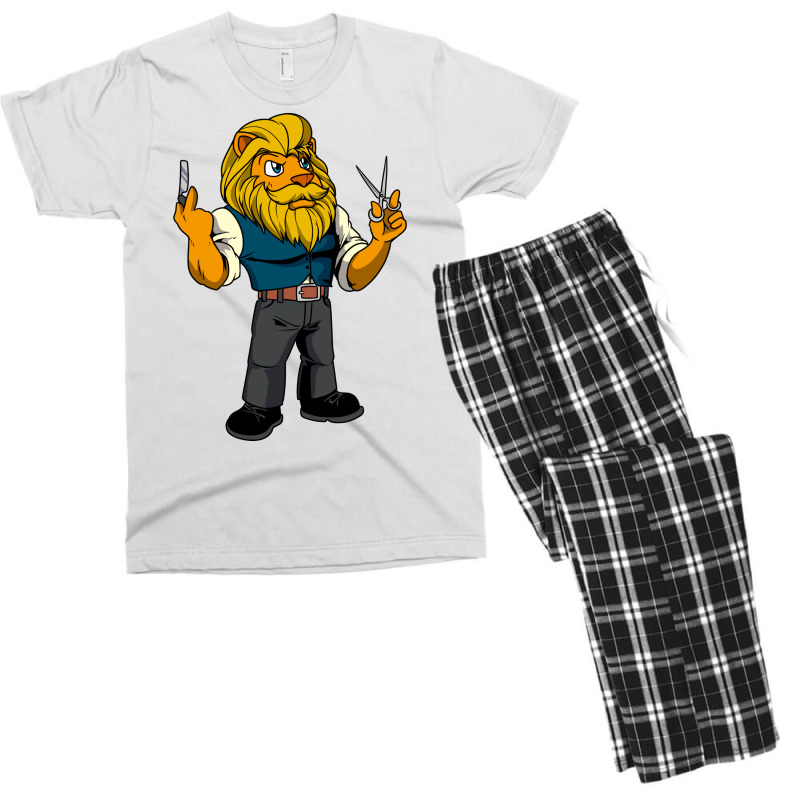 Cartoon Lion Is The Barber Boy Men's T-shirt Pajama Set | Artistshot