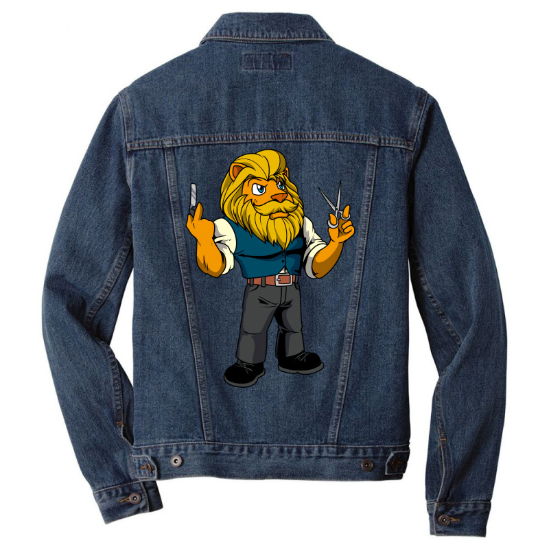 Cartoon Lion Is The Barber Boy Men Denim Jacket | Artistshot