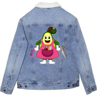 Avocado As Hairdresser With Scissors Comb Funny Unisex Sherpa-lined Denim Jacket | Artistshot