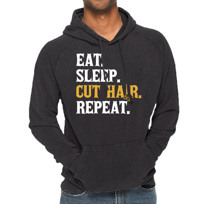 Eat Sleep Cut Hair Repeat 70s Vintage Hoodie | Artistshot