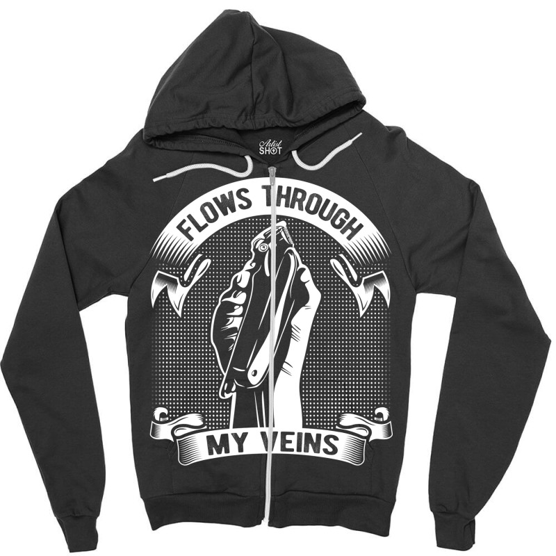 Flows Through My Veins Hair Cutting Barber Men Gif Zipper Hoodie | Artistshot