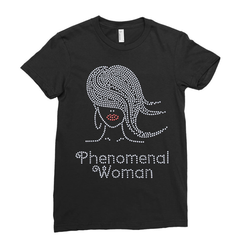 Afro Girl Phenomenal Woman Rhinestones Design For Ladies Fitted T-Shirt by dong | Artistshot