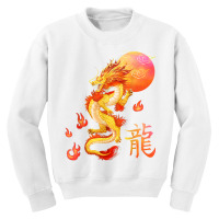 Asian Dragon And Sun, Oriental Chinese Art, Orange Youth Sweatshirt | Artistshot