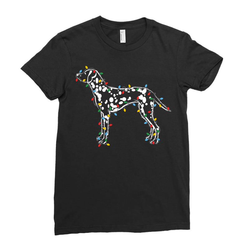 Christmas Lights Dalmatian Dog Lover Ugly Sweater Ladies Fitted T-Shirt by scavo | Artistshot