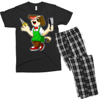 Dog As Hairdresser With Scissors Comb Travel Men's T-shirt Pajama Set | Artistshot