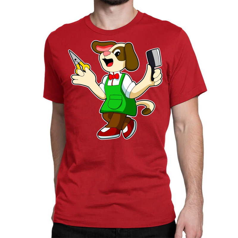 Dog As Hairdresser With Scissors Comb Travel Classic T-shirt by kuperkloocke | Artistshot