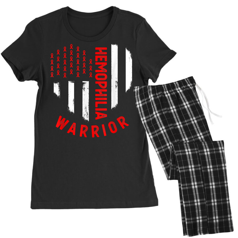 Hemophilia Awareness Red Ribbon Us Flag Hemophilia Women's Pajamas Set by peeteeh | Artistshot