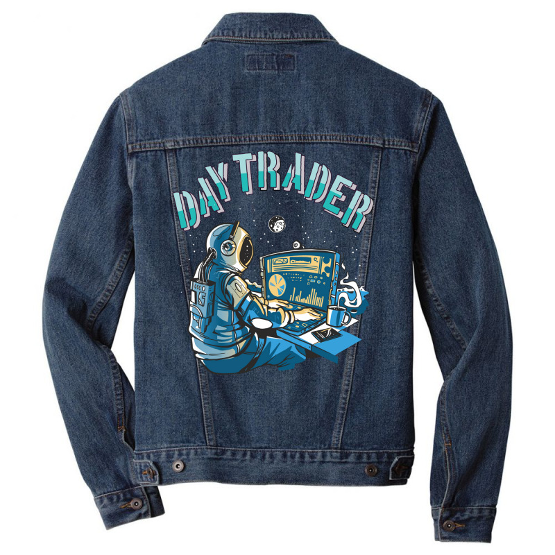 Day Trader Astronaut In Space Girl Men Denim Jacket by elcepobatship | Artistshot