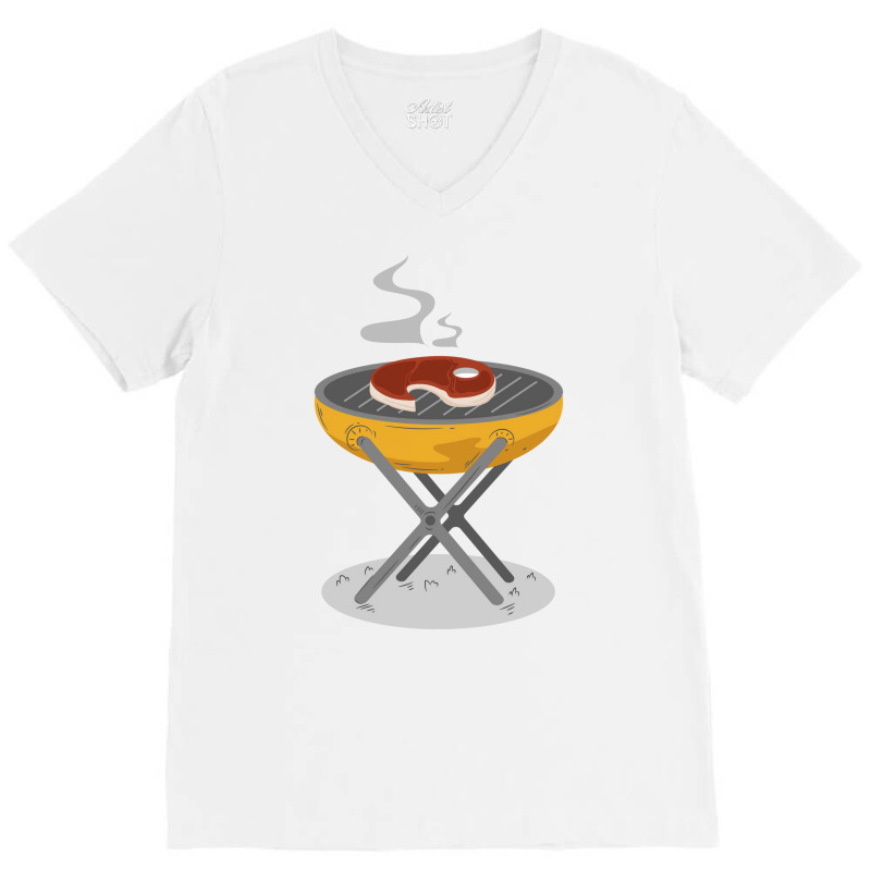 Barbecue Bbq Barbeque Grill Meat Girl Red V-Neck Tee by strosesimonsf | Artistshot