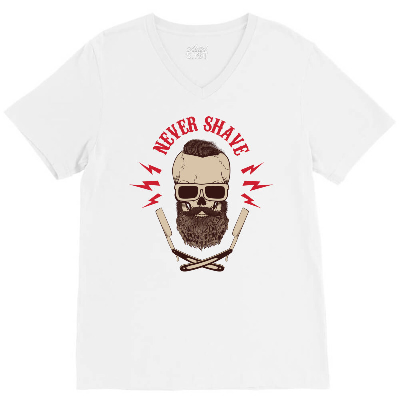 Never Shave Skull With Beard And Two Shaving Blade V-neck Tee | Artistshot