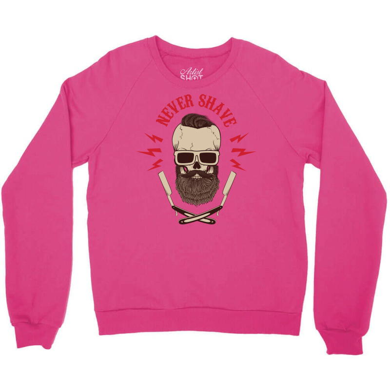 Never Shave Skull With Beard And Two Shaving Blade Crewneck Sweatshirt | Artistshot