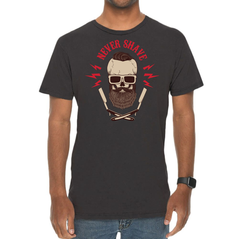 Never Shave Skull With Beard And Two Shaving Blade Vintage T-shirt | Artistshot