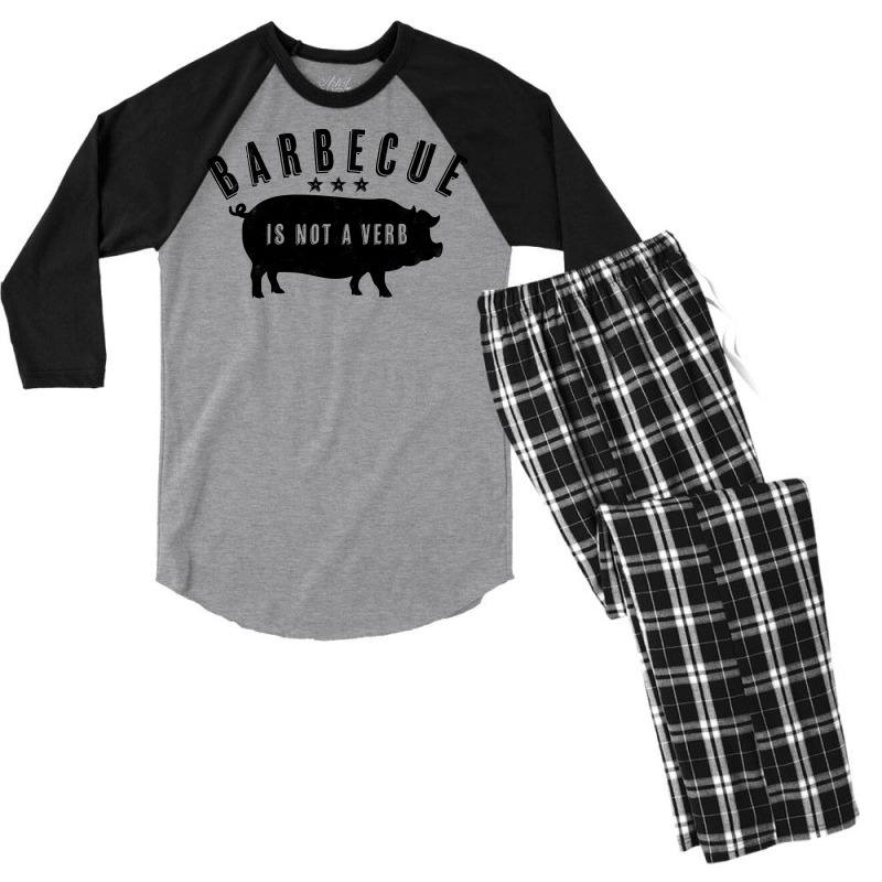 Barbecue Is Not A Verb Funny Southern Food Pork Bb Men's 3/4 Sleeve Pajama Set by strosesimonsf | Artistshot