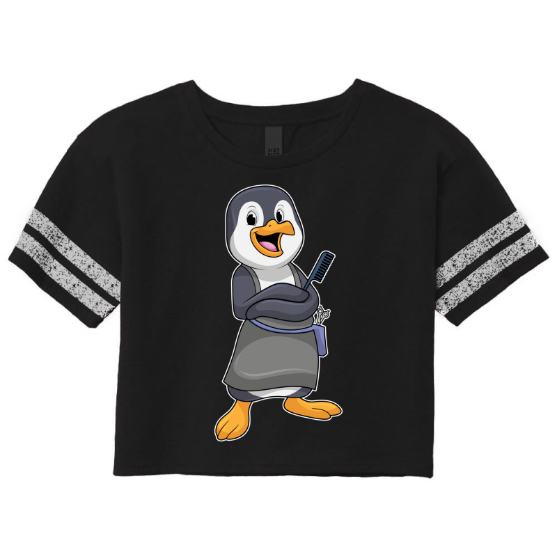 Penguin As Hair Stylist With Comb 80s Scorecard Crop Tee by awbreymaloon2 | Artistshot