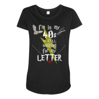 In My 40s Waiting For Magic   White Text 50 Maternity Scoop Neck T-shirt | Artistshot