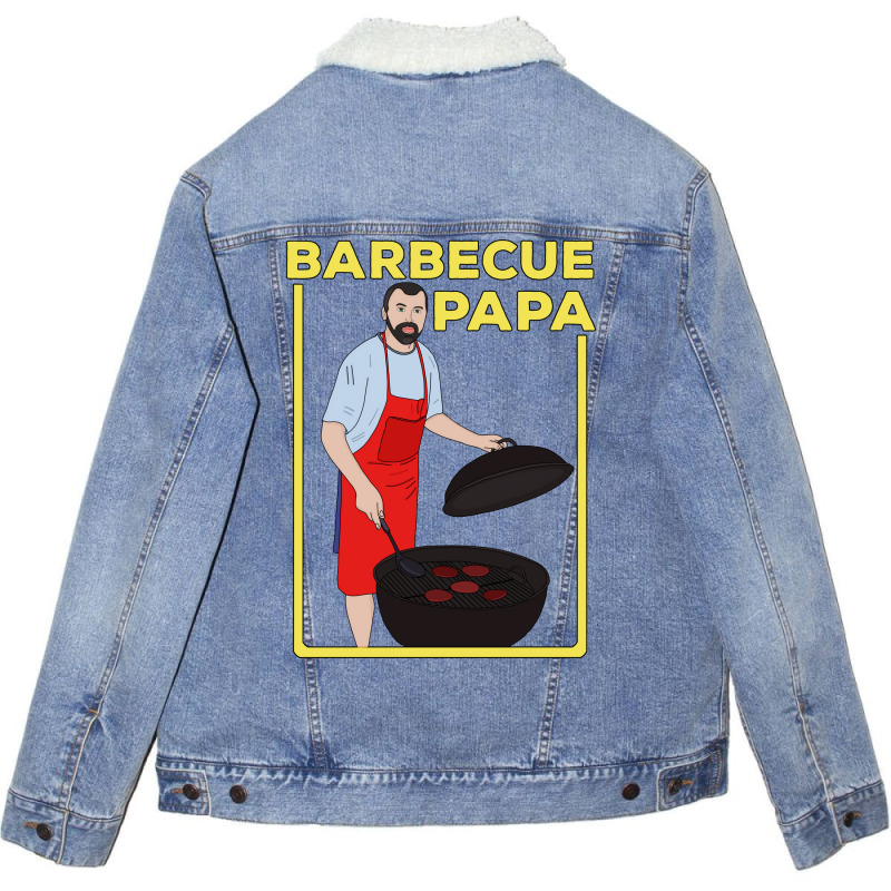 Barbecue Papa Quote Unisex Sherpa-Lined Denim Jacket by strosesimonsf | Artistshot