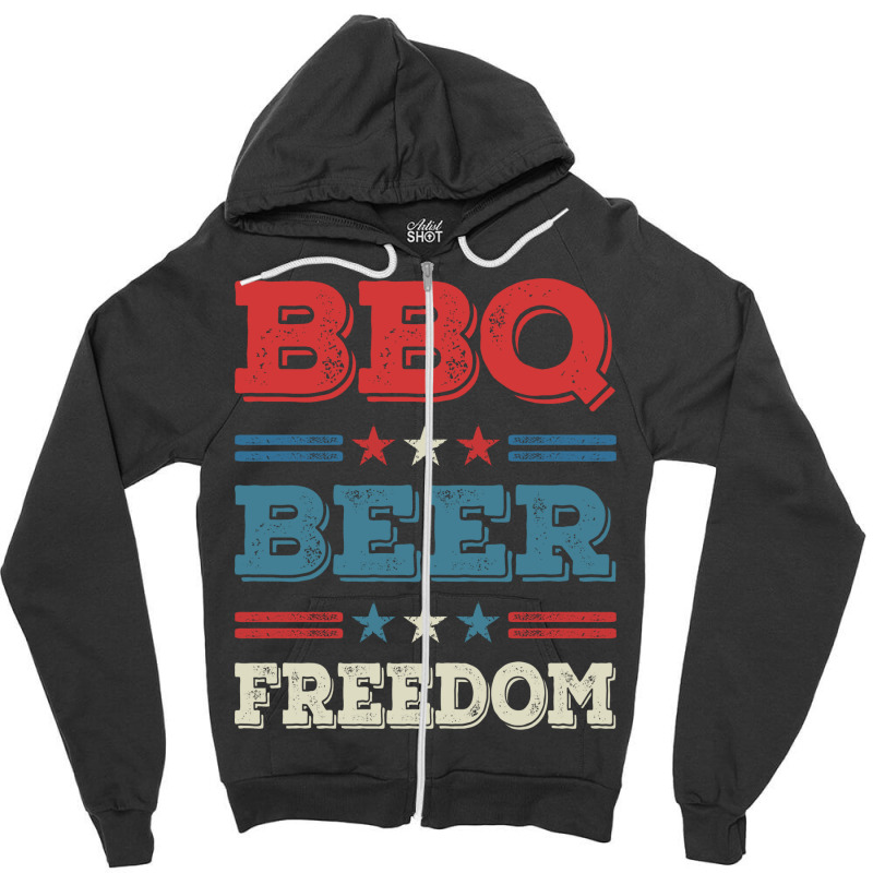 Bbq Beer Freedom Texas Bbq Design For Him Funny Zipper Hoodie by strosesimonsf | Artistshot