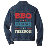 Bbq Beer Freedom Texas Bbq Design For Him Funny Men Denim Jacket | Artistshot