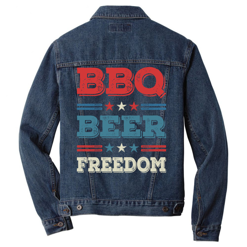 Bbq Beer Freedom Texas Bbq Design For Him Funny Men Denim Jacket by strosesimonsf | Artistshot