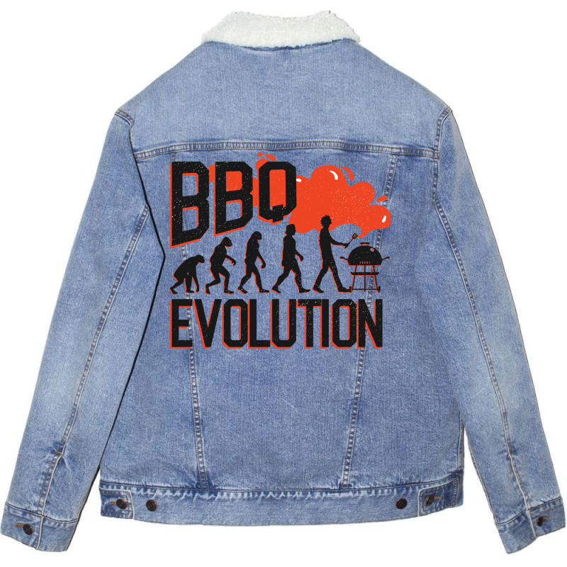 Bbq Evolution Grill Barbecue Kochen Mann Vater Boy Unisex Sherpa-Lined Denim Jacket by strosesimonsf | Artistshot