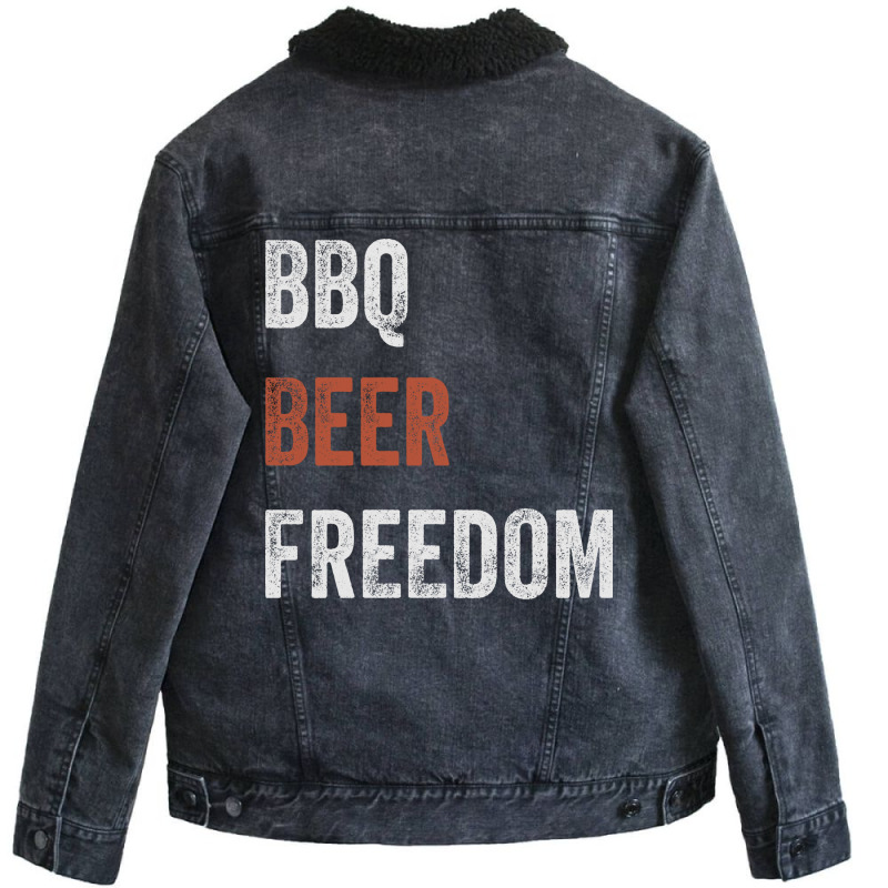 Beer Bbq Freedom Texas Bbq Design For Him Love Unisex Sherpa-Lined Denim Jacket by strosesimonsf | Artistshot