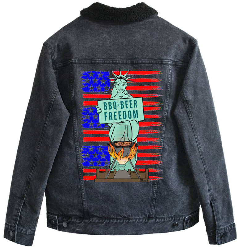 Bbq Beer Freedom Liberty Trending Unisex Sherpa-Lined Denim Jacket by strosesimonsf | Artistshot