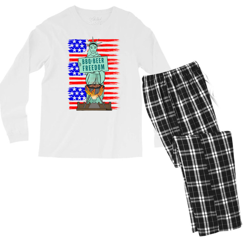 Bbq Beer Freedom Liberty Trending Men's Long Sleeve Pajama Set by strosesimonsf | Artistshot