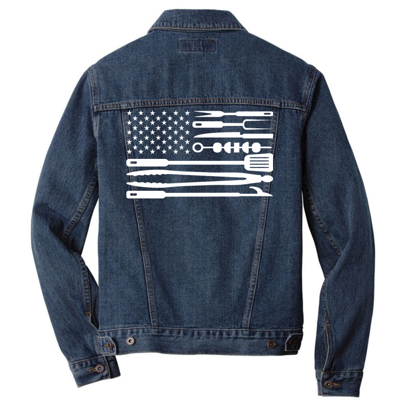 Bbq Flag Aesthetic Men Denim Jacket by strosesimonsf | Artistshot