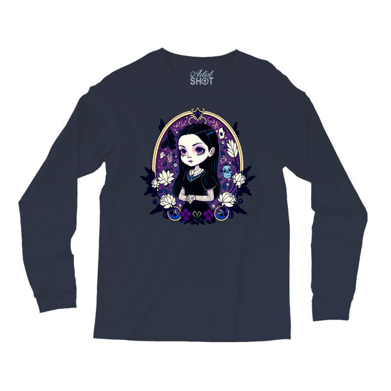 A Mysterious Girl   Wednesday   Vector Art Long Sleeve Shirts | Artistshot