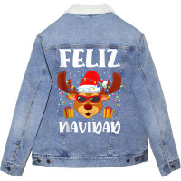 Feliz Navidad Outfit Reindeer Santa Spanish Christ Unisex Sherpa-lined Denim Jacket | Artistshot