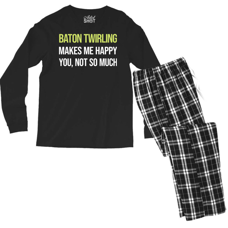 Funny Happy Baton Twirling Twirl Twirler Cool Men's Long Sleeve Pajama Set by strosesimonsf | Artistshot