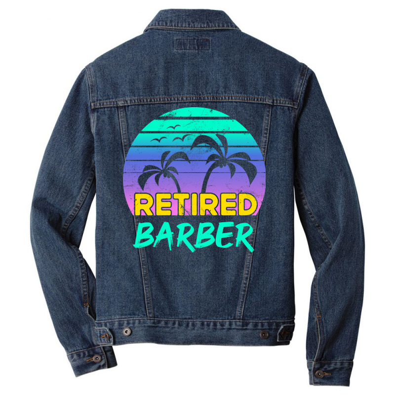 Retired Barber Retirement Gift Retro Retro Men Denim Jacket | Artistshot