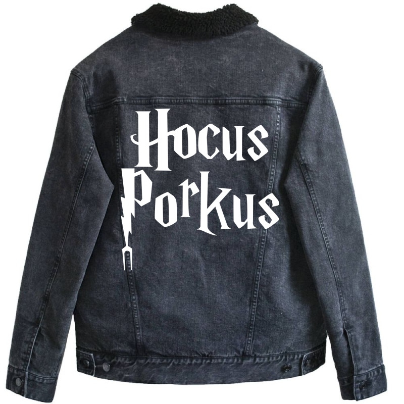 Hocus Porkus Funny Novelty Bbq Barbecue Pit Boss P Unisex Sherpa-Lined Denim Jacket by strosesimonsf | Artistshot