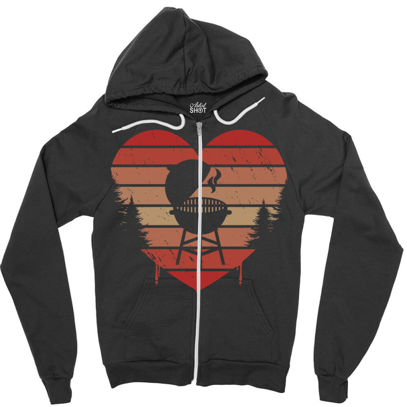 Cute Vintage Heart Bbq Valentine Day Love Gift Ide Zipper Hoodie by strosesimonsf | Artistshot