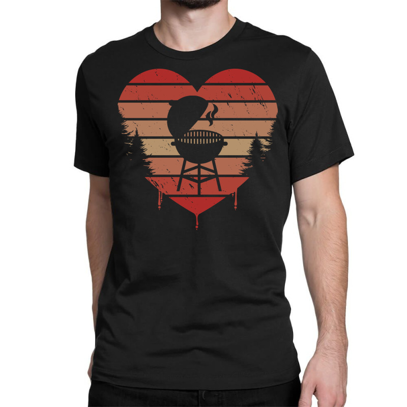 Cute Vintage Heart Bbq Valentine Day Love Gift Ide Classic T-shirt by strosesimonsf | Artistshot