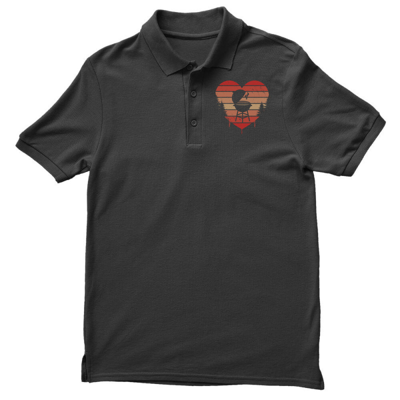 Cute Vintage Heart Bbq Valentine Day Love Gift Ide Men's Polo Shirt by strosesimonsf | Artistshot