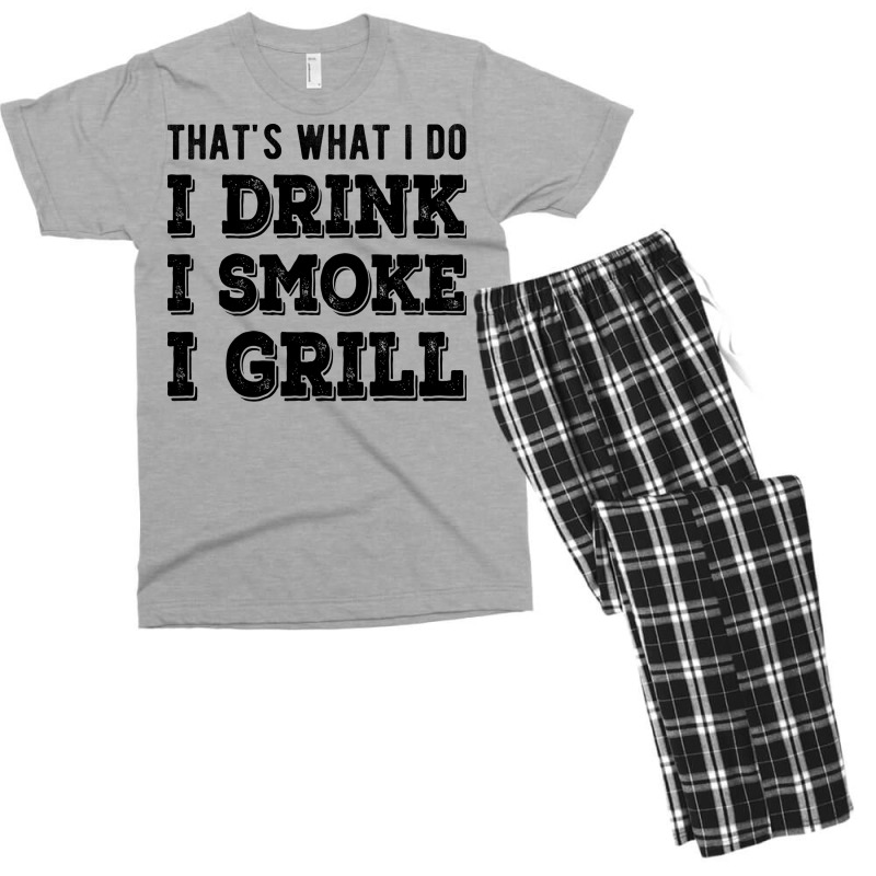 I Drink I Smoke I Grill Texas Bbq Design For Him G Men's T-shirt Pajama Set by strosesimonsf | Artistshot