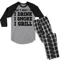 I Drink I Smoke I Grill Texas Bbq Design For Him G Men's 3/4 Sleeve Pajama Set | Artistshot