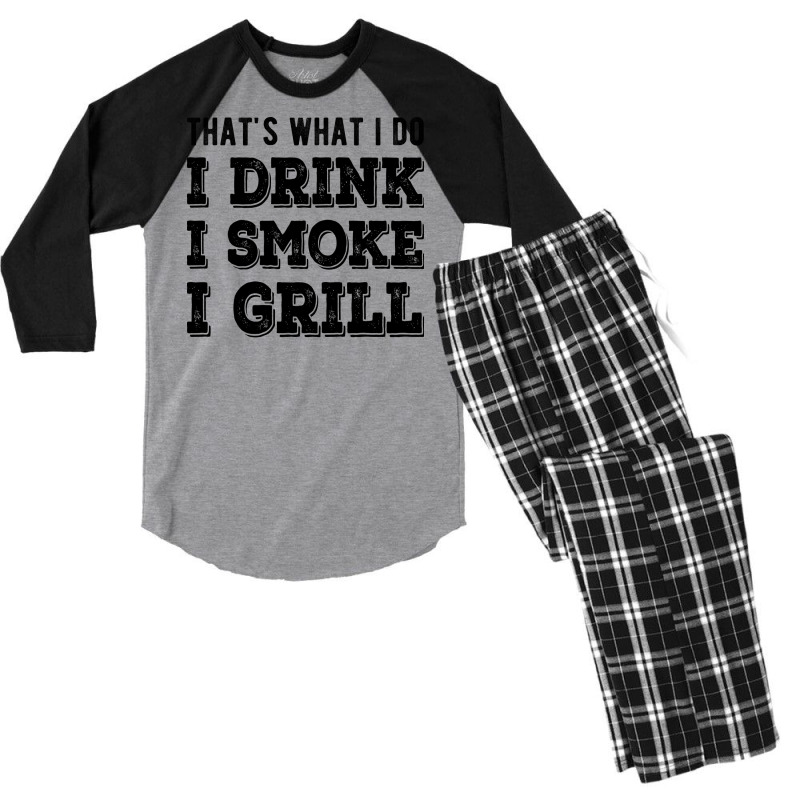 I Drink I Smoke I Grill Texas Bbq Design For Him G Men's 3/4 Sleeve Pajama Set by strosesimonsf | Artistshot