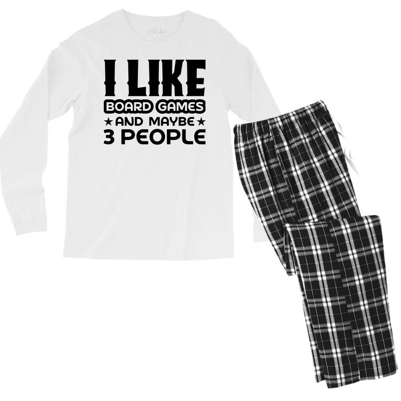 I Like Board Games And Maybe 3 People Yellow Men's Long Sleeve Pajama Set by strosesimonsf | Artistshot