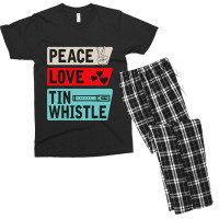 Peace Love Tin Whistle Instrument Music Irish Men's T-shirt Pajama Set | Artistshot