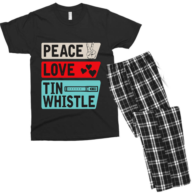 Peace Love Tin Whistle Instrument Music Irish Men's T-shirt Pajama Set by lauUPTEES | Artistshot