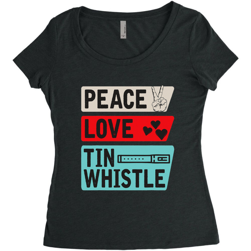 Peace Love Tin Whistle Instrument Music Irish Women's Triblend Scoop T-shirt by lauUPTEES | Artistshot