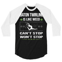 Funny Cant Stop Baton Twirling Twirl Twirler Vinta 3/4 Sleeve Shirt | Artistshot