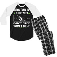 Funny Cant Stop Baton Twirling Twirl Twirler Vinta Men's 3/4 Sleeve Pajama Set | Artistshot