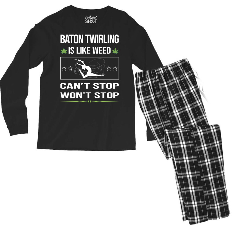 Funny Cant Stop Baton Twirling Twirl Twirler Vinta Men's Long Sleeve Pajama Set by strosesimonsf | Artistshot